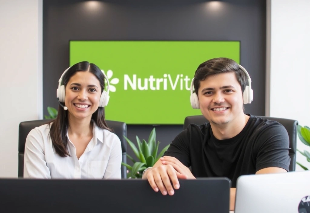 Echipa Nutrivitalvc zâmbind și oferind asistență clienților
